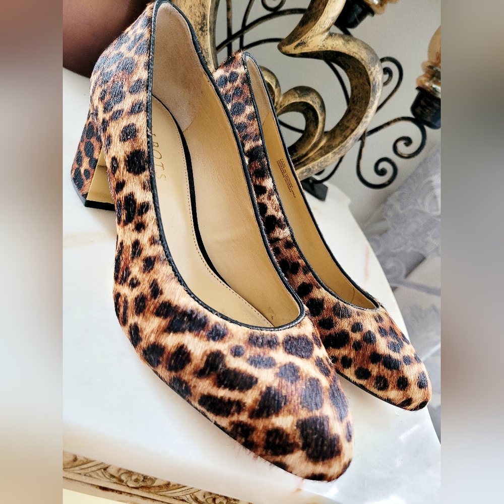 Talbots Women's Calf Hair Genuine Leather Pump Heel Shoes Animal 7.5